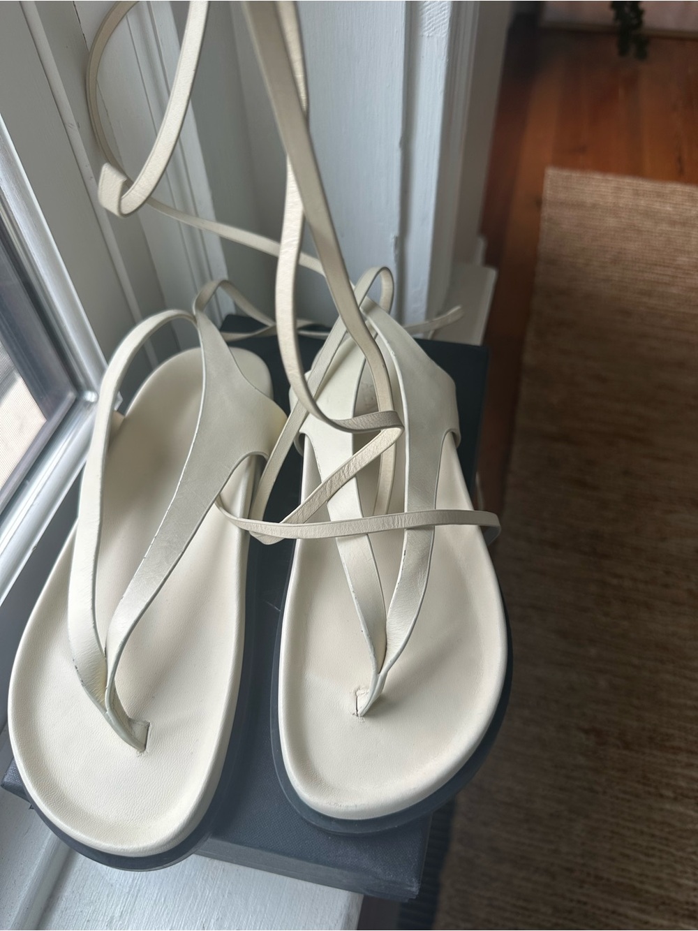 Women’s Lace-Up Strappy Sandals in Cream